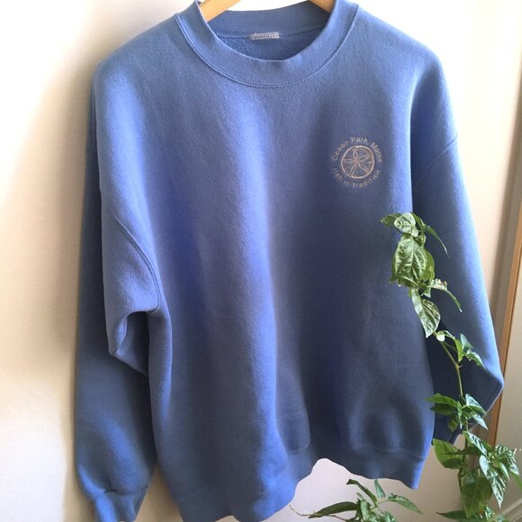 Vintage light blue pullover sweatshirt (unisex, sizes XS through L) - Picture 1 of 10
